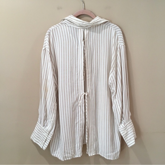 Zara Back Bow Striped Shirt Button Top Oversize White Women’s S New 8437/416 - Picture 4 of 10